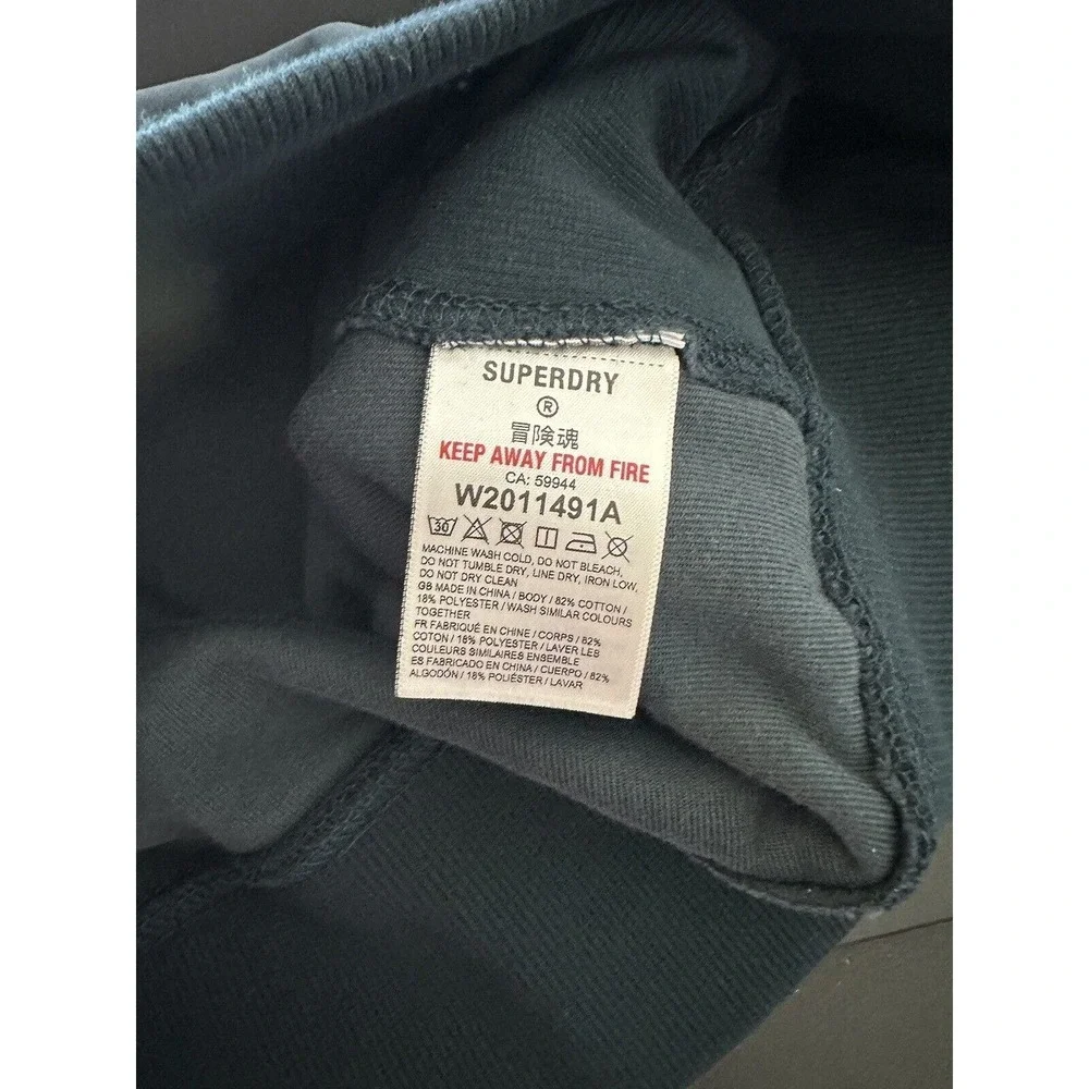 Superdry Womens Oversized Logo Velvet Sweatshirt Crewneck Size XS/S Zinc Blue - Picture 6 of 6